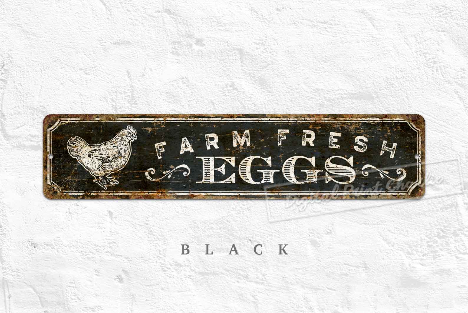 Farm Fresh Eggs Rustic Hen Metal Sign – Vintage Kitchen Décor
