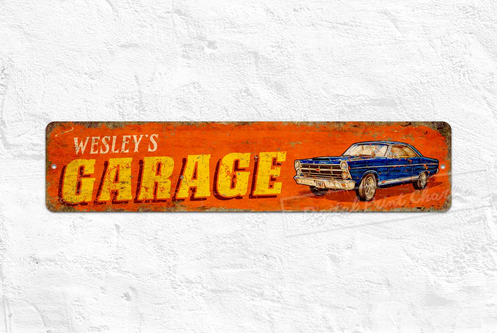 Custom Vintage Garage Plaque – Personalized Rustic Metal Sign for Workshop & Man Cave