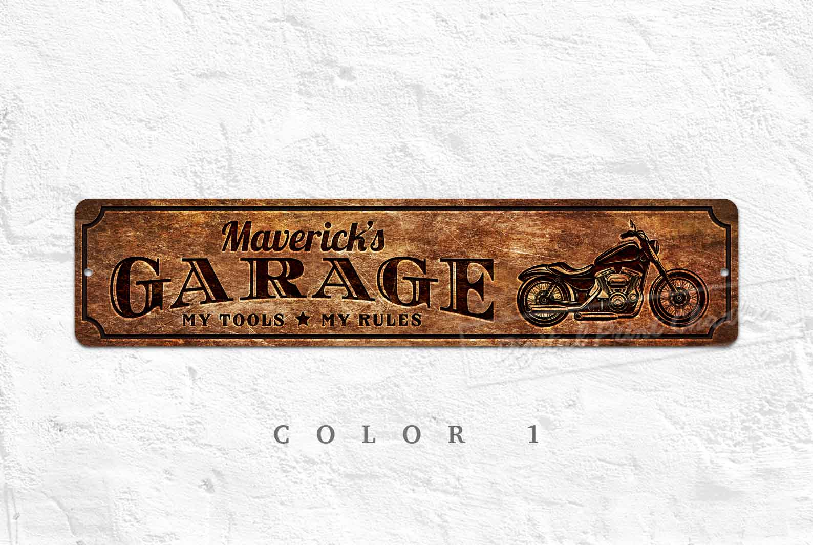 Personalized Motorcycle Garage Sign – Custom Metal Wall Decor Gift for Biker