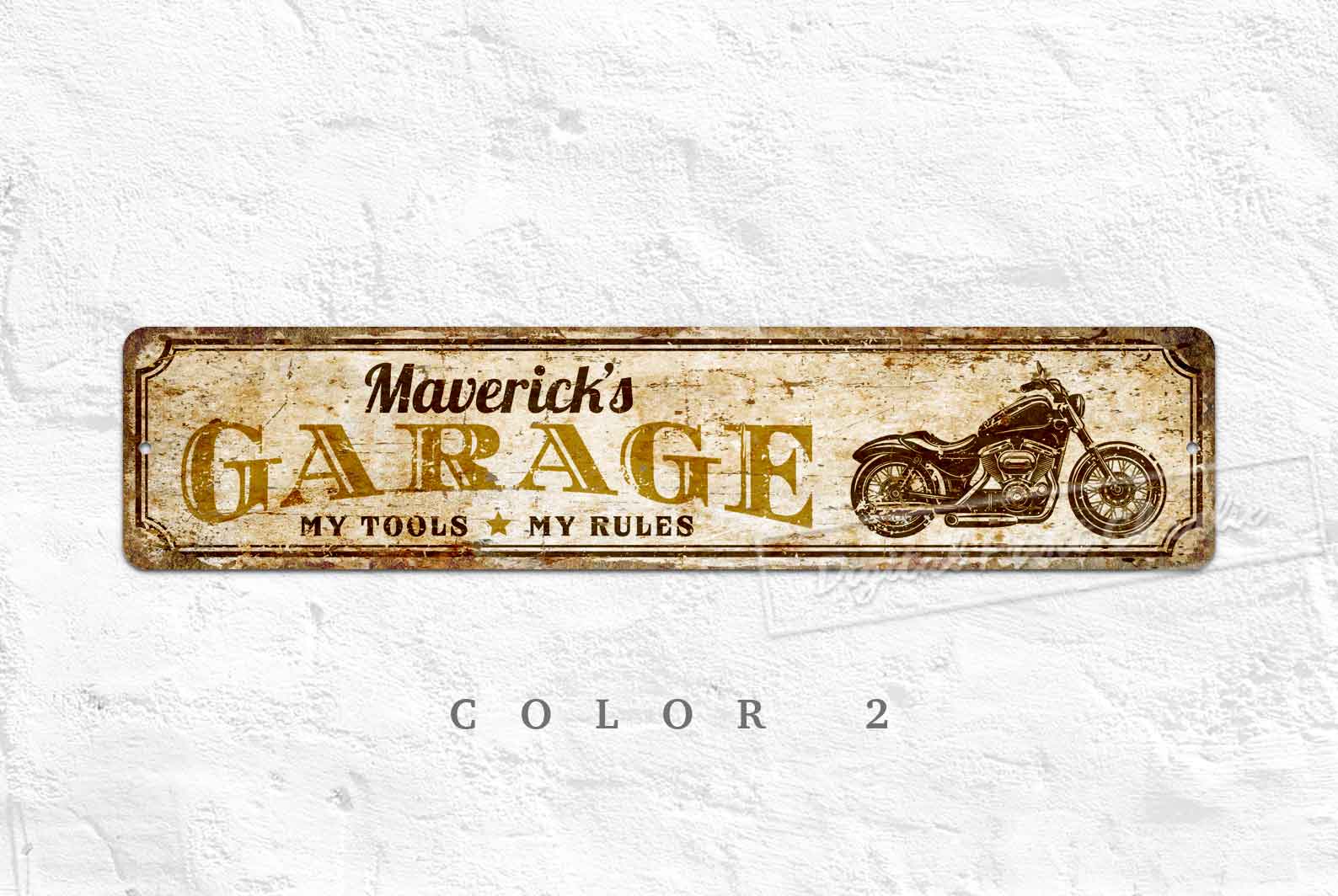 Personalized Motorcycle Garage Sign – Custom Metal Wall Decor Gift for Biker
