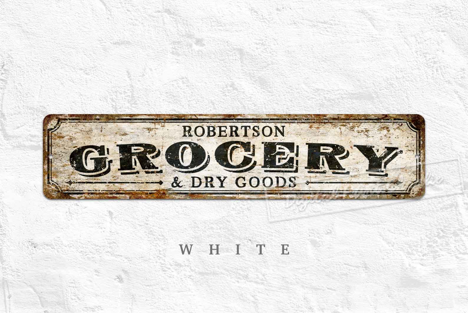 Personalized Vintage Grocery & Dry Goods Sign – Custom Retro Metal Plaque