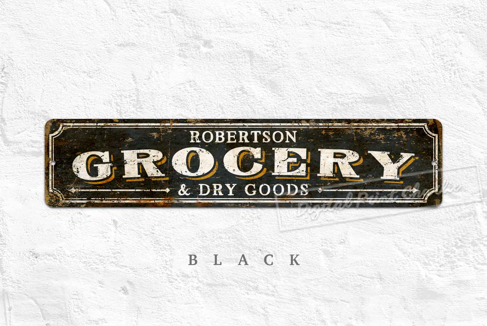 Personalized Vintage Grocery & Dry Goods Sign – Custom Retro Metal Plaque