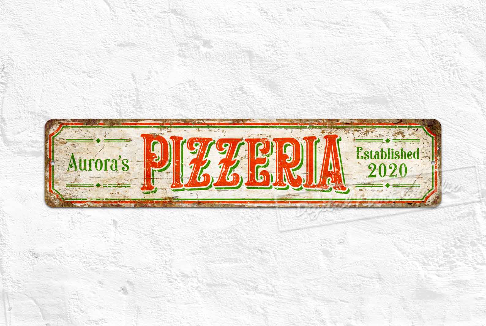 Vintage Pizza Kitchen Personalized Wall Art