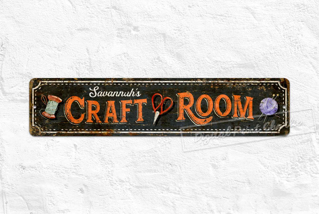 Custom Craft Room Metal Sign – Personalized Sewing, DIY & Hobby Wall Décor