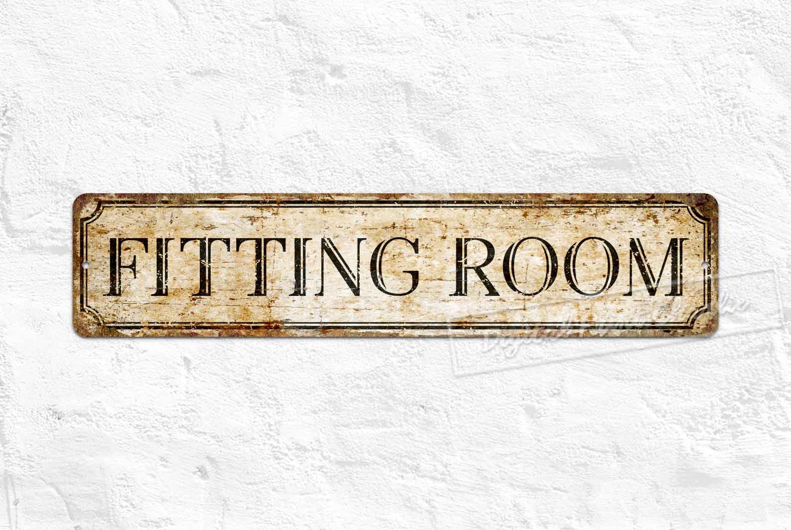 Farmhouse Style Dressing Room Plaque – Distressed Aluminum Sign