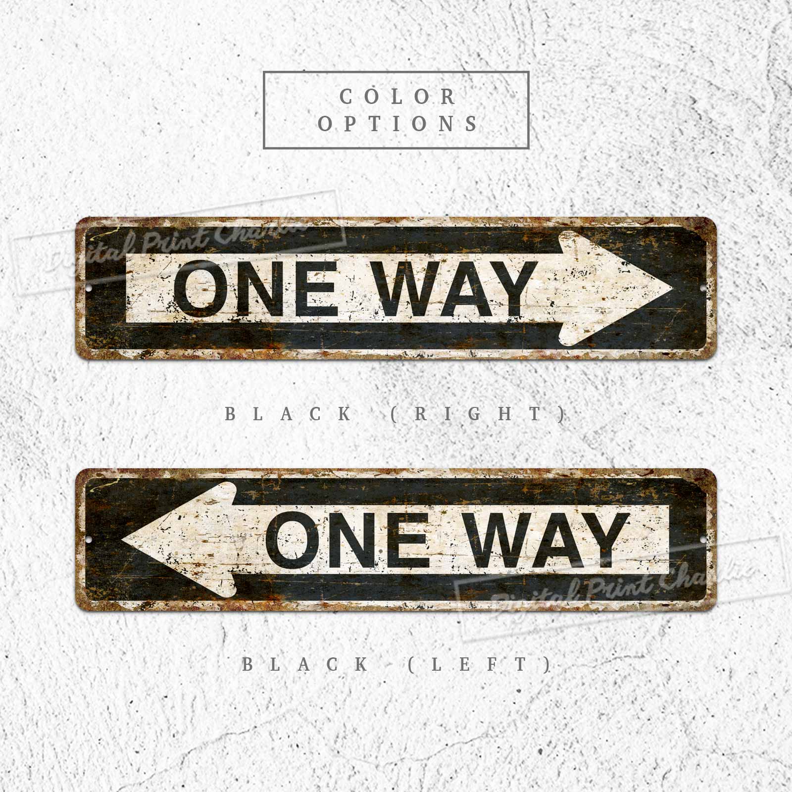 Vintage Industrial One Way Road Wall Art – Rustic Café Decoration