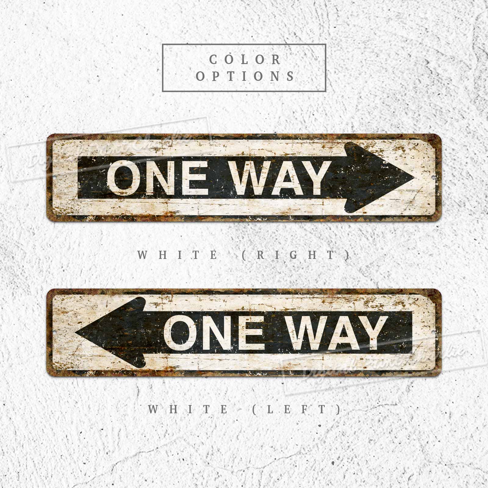 One Way Road Rustic Metal Sign – Vintage Directional Wall Décor for Home, Café & Bar