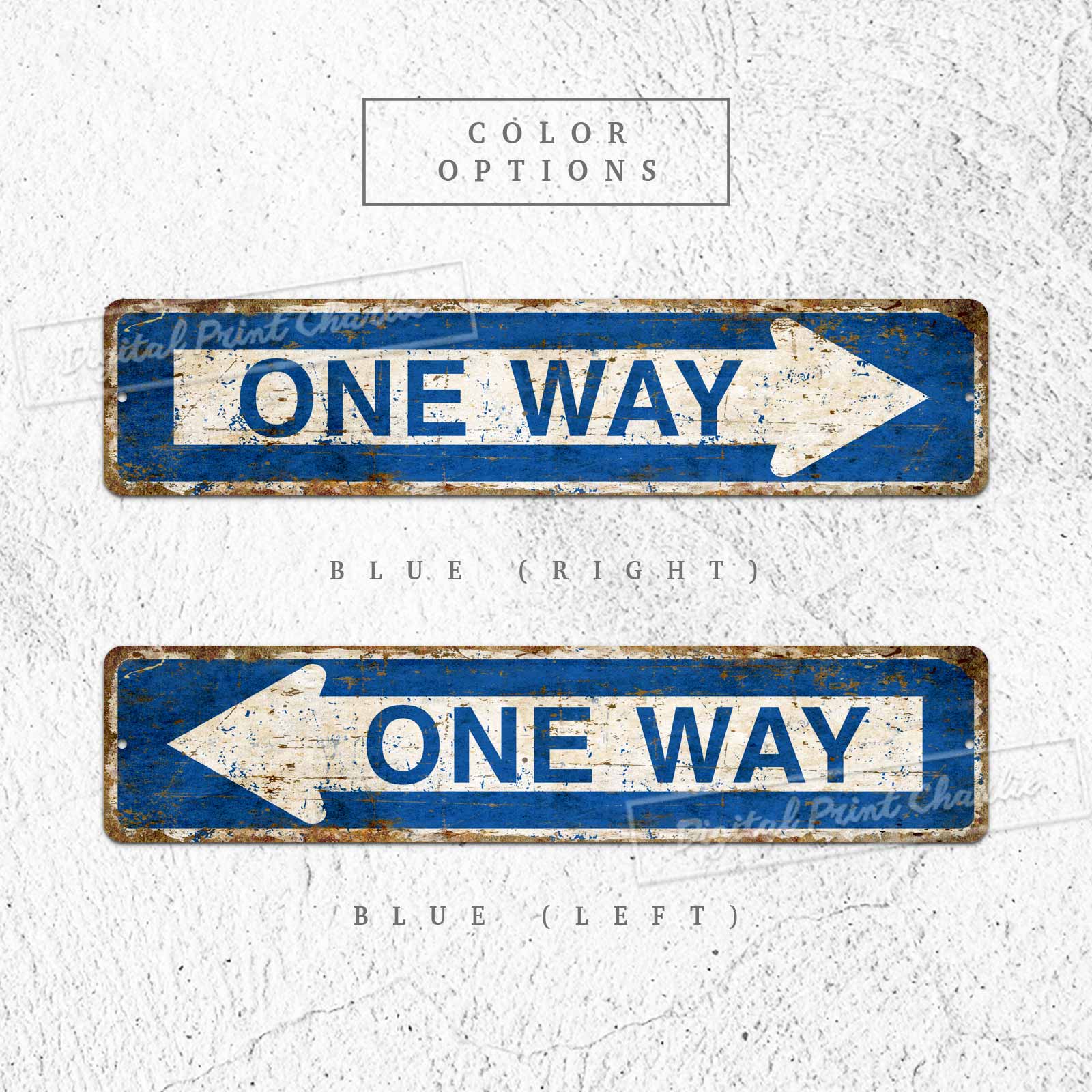 One Way Road Rustic Metal Sign – Vintage Directional Wall Décor for Home, Café & Bar