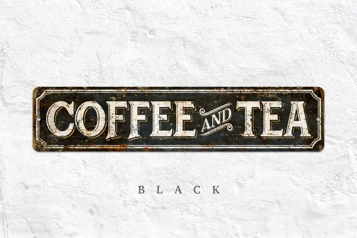 Vintage Tea & Coffee Bar Sign – Rustic Café Wall Art