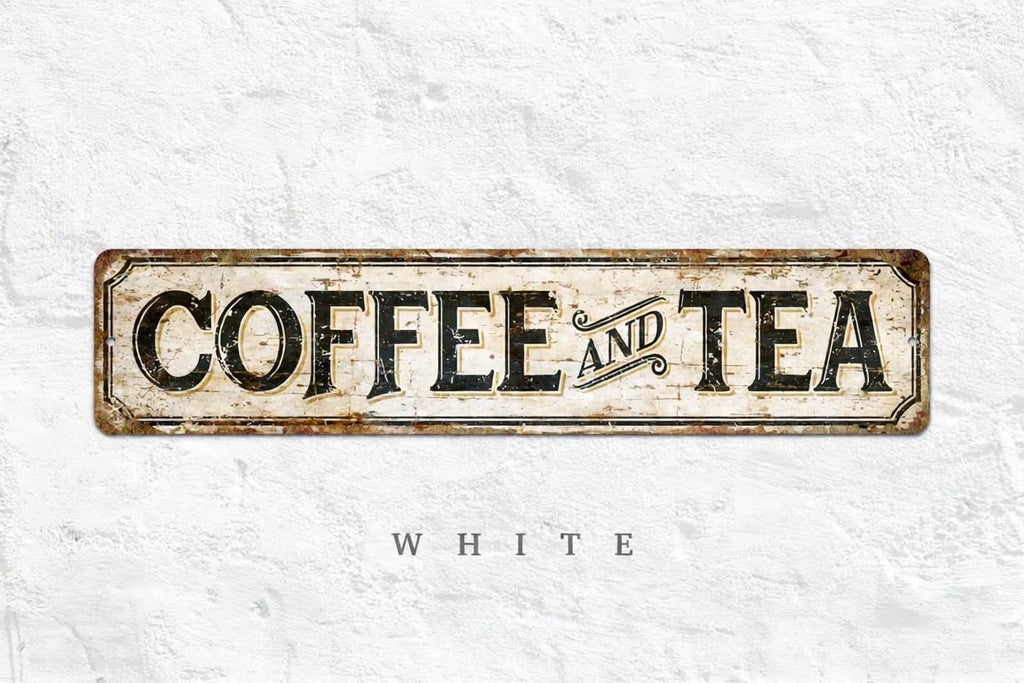 Farmhouse Style Coffee Shop Wall Plaque – Distressed Aluminum Sign