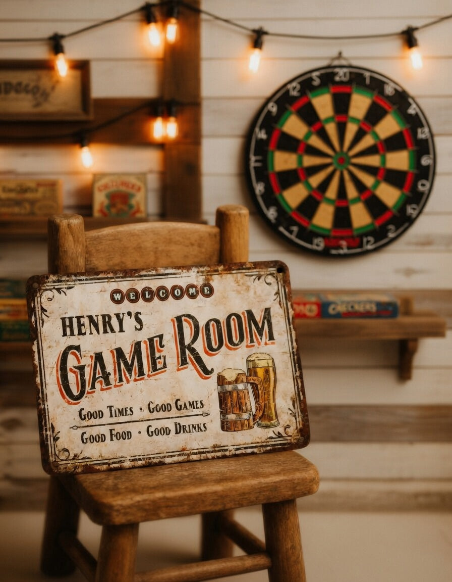 Custom Entertainment Plaque for Home Gaming Lounge