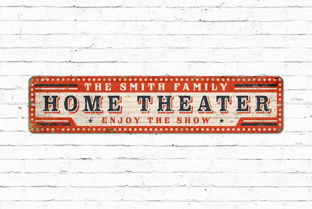 Personalized Metal Home Theater Sign – Custom Wall Plaque for Living Room, Bar, or Office