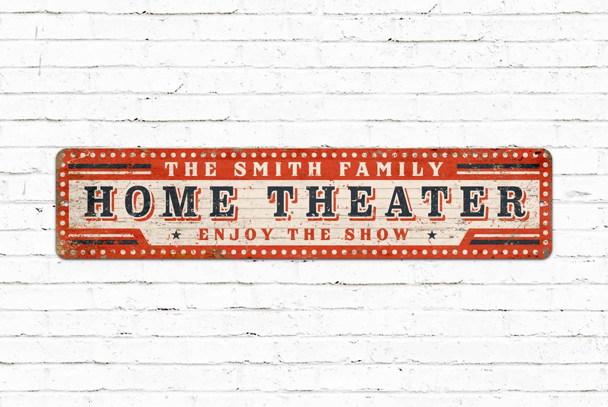 Personalized Metal Home Theater Sign – Custom Wall Plaque for Living Room, Bar, or Office