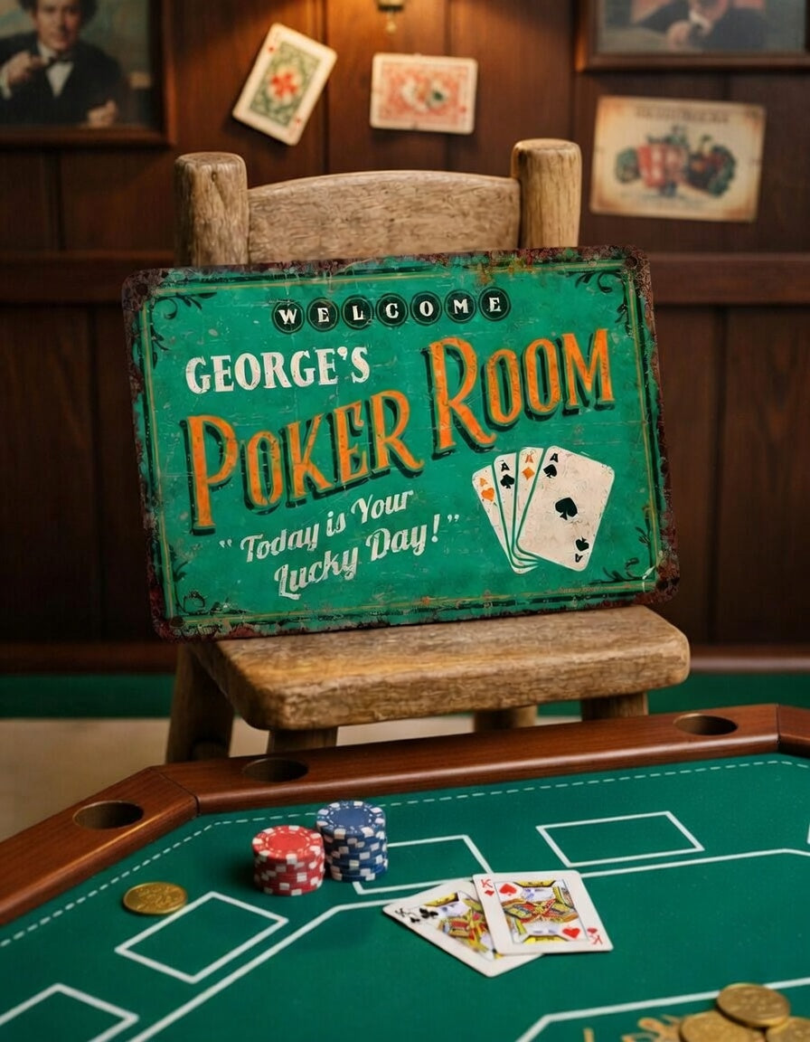 Personalized Poker Room Metal Sign Custom Wall Decor