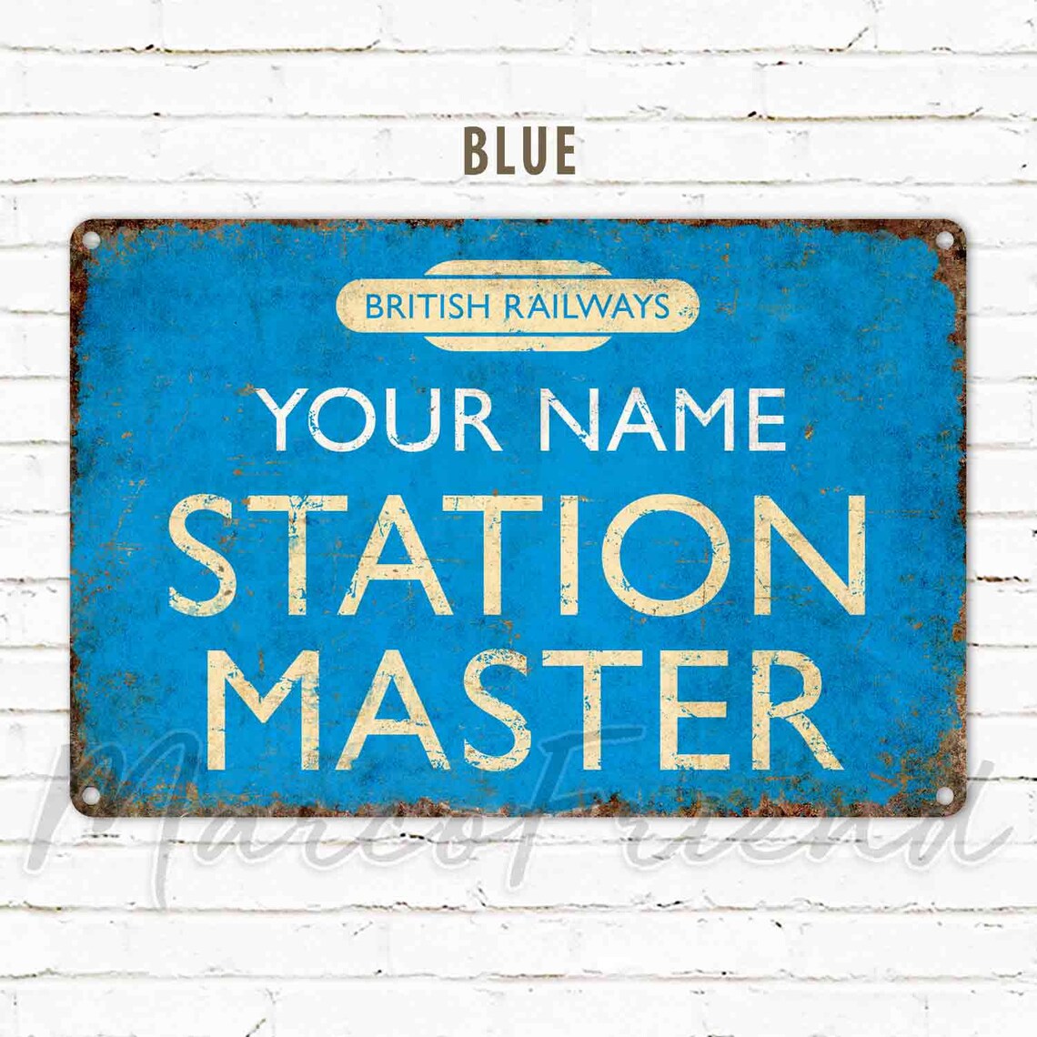 British Railways Station Master Sign – Vintage Personalized Metal Plaque for Home, Pub, or Office Décor