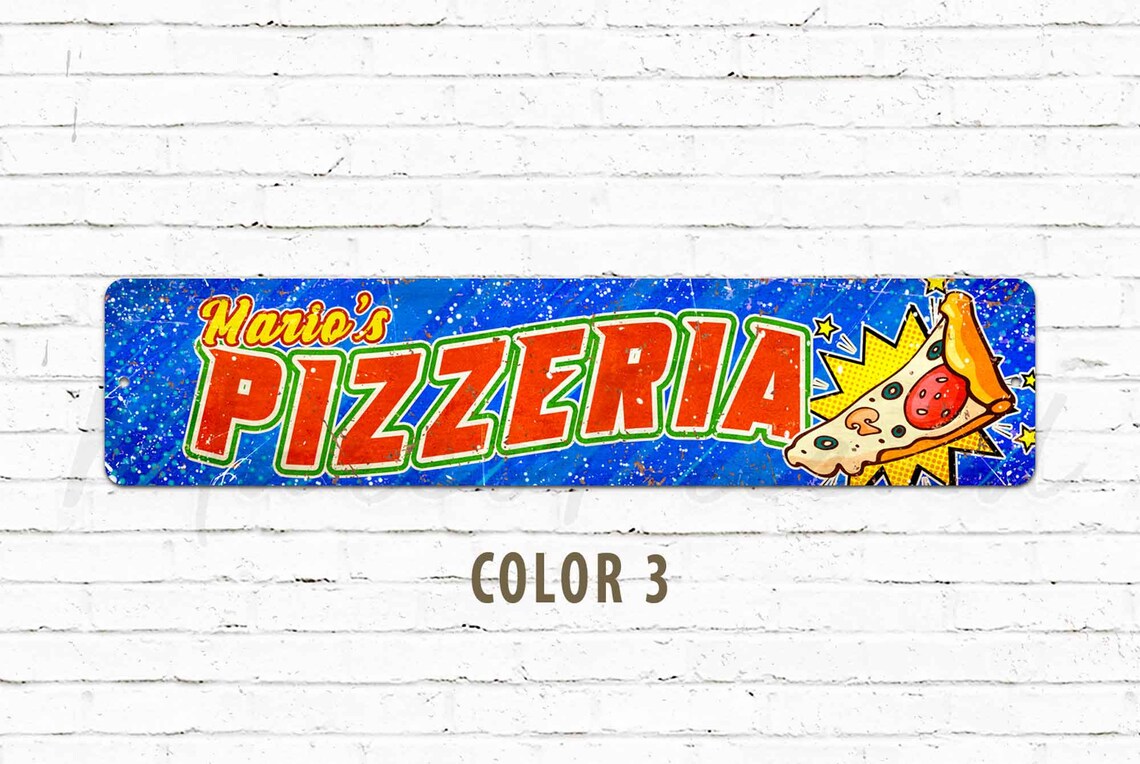 Personalized Pizzeria Metal Sign – Custom Pizza Kitchen Wall Décor