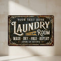 Custom Laundry Room Metal Sign  Rustic Personalized Wall Décor Aluminum Plaque