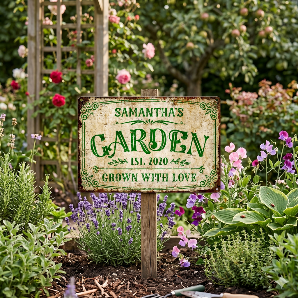 Custom Garden Metal Sign – Personalized Outdoor Plaque