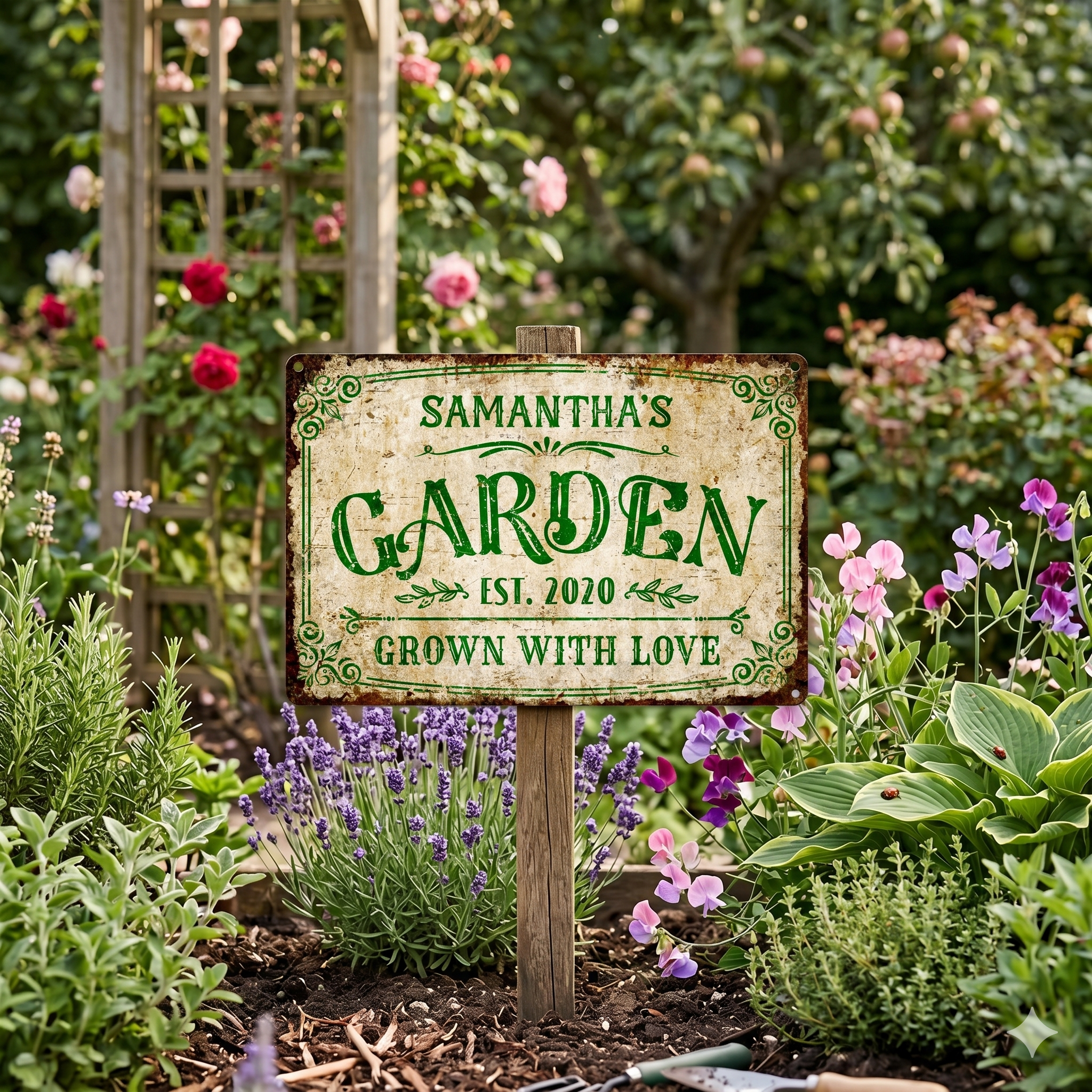 Custom Garden Metal Sign – Personalized Outdoor Plaque