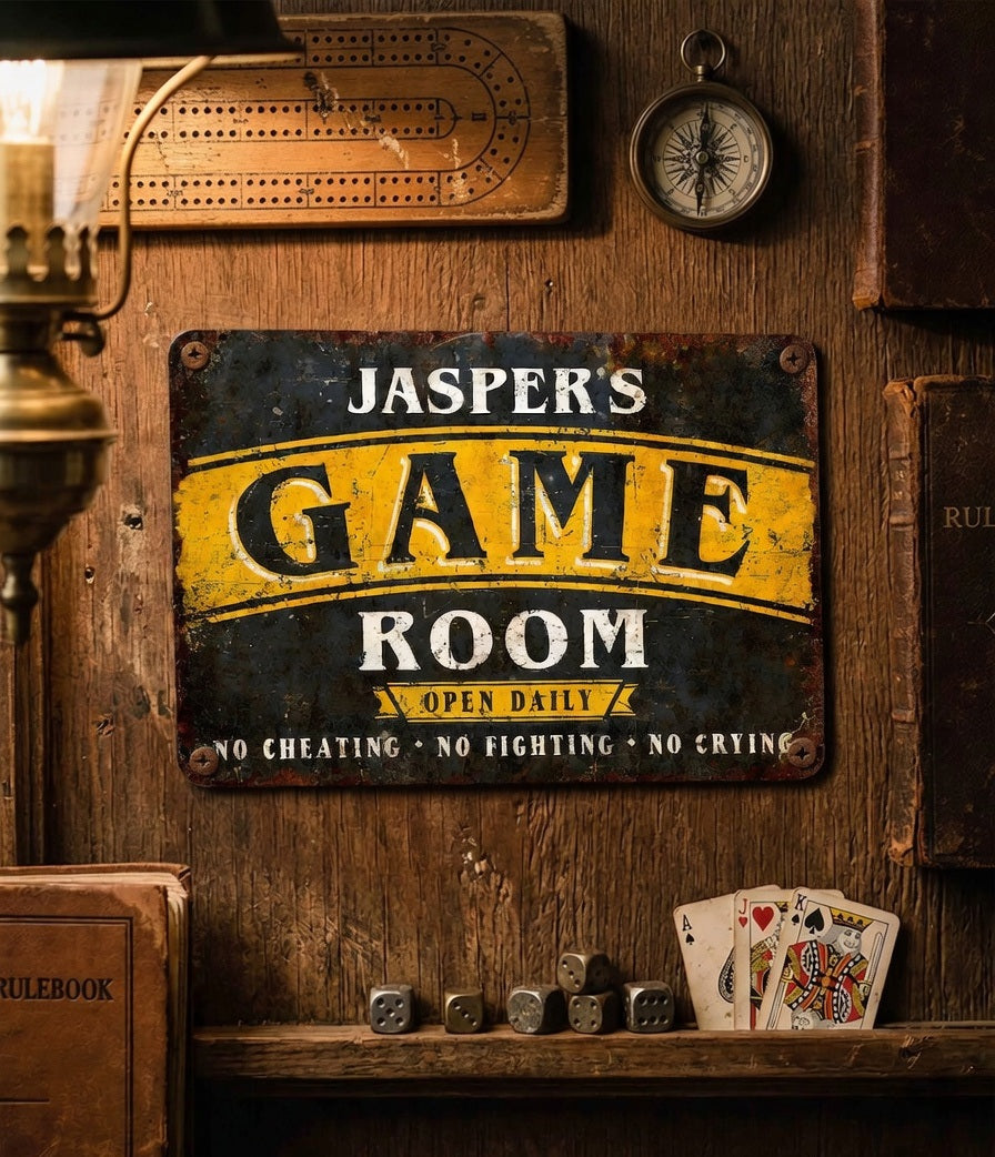 Personalized Game Room Metal Sign Wall Décor
