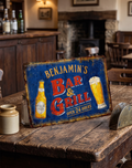 Personalized Bar & Grill Metal Sign – Rustic Outdoor Décor