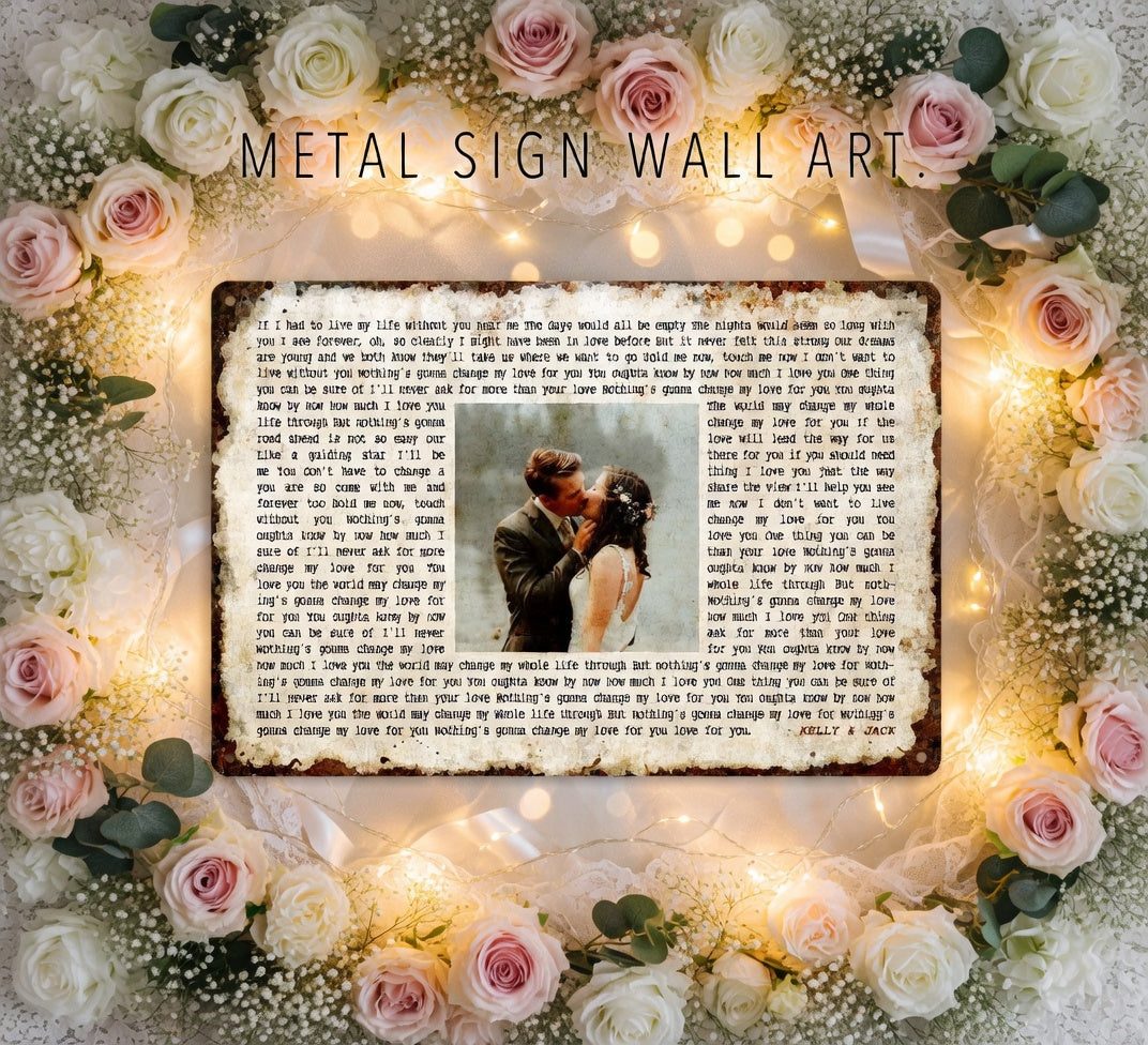 Custom Love Song Lyrics Metal Sign Personalized Wall Art