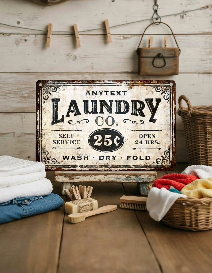 Rustic Style Laundry Metal Sign Shop Plaque