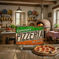 Rustic personalized pizzeria metal sign with custom name