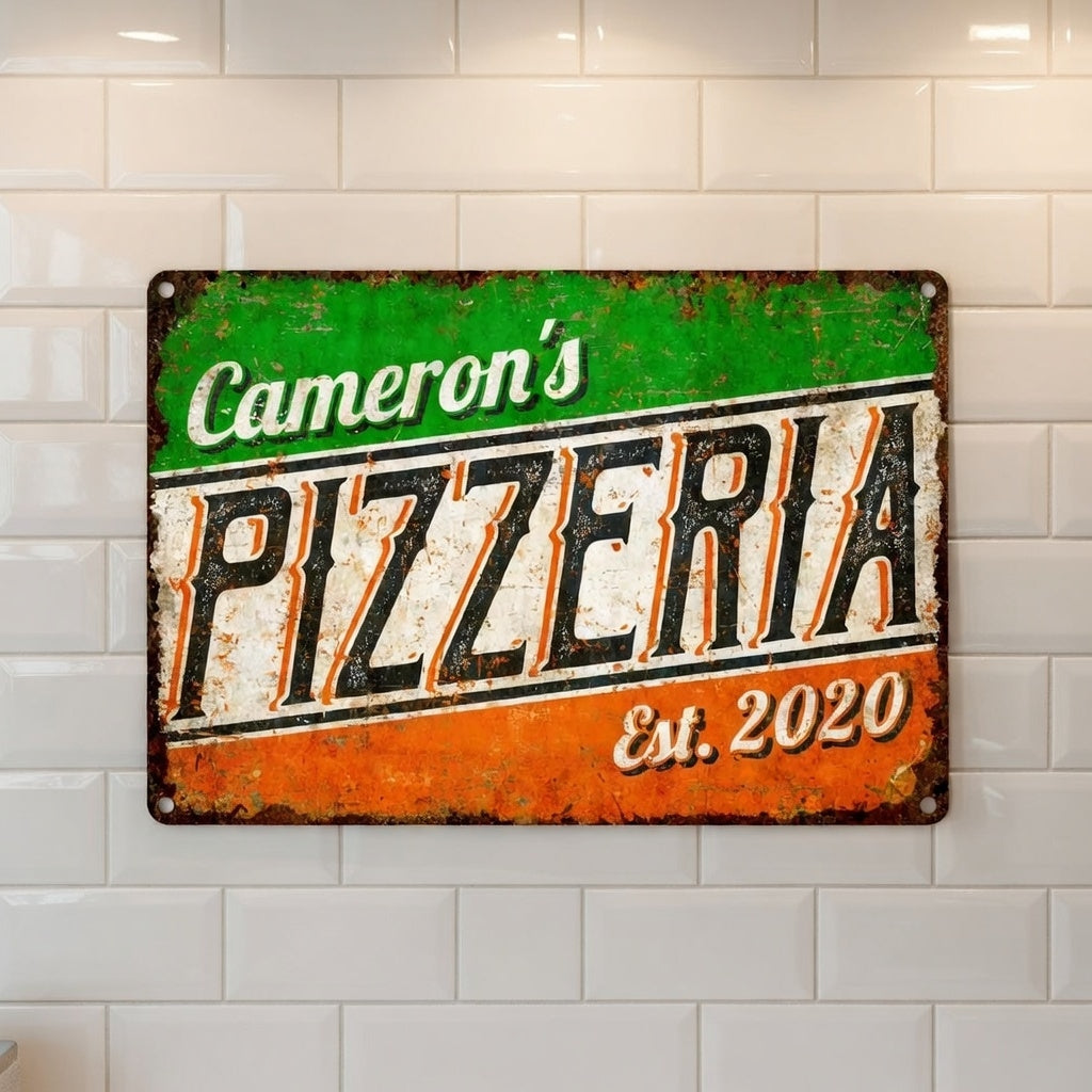 Vintage pizza shop wall sign foodie gift