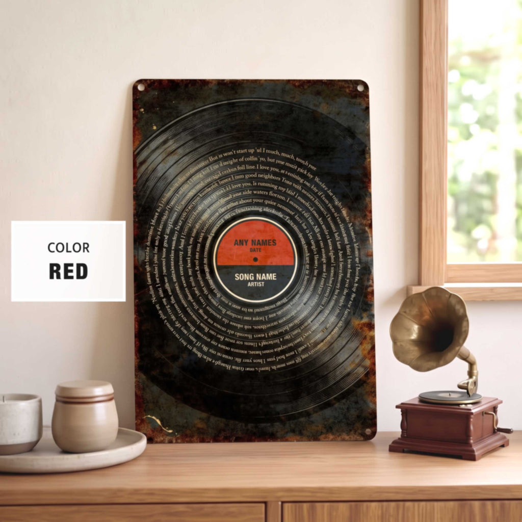 Custom Song Lyrics Metal Sign Personalized Aluminum Retro Vinyl Record Wall Decor First Dance Wedding Gift
