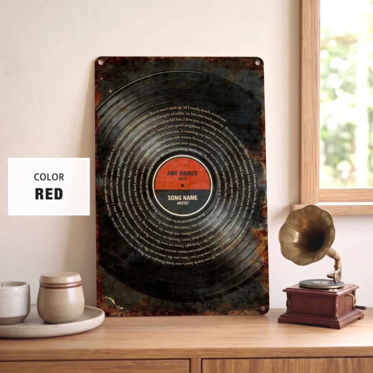 Custom Song Lyrics Metal Sign Personalized Aluminum Retro Vinyl Record Wall Decor First Dance Wedding Gift