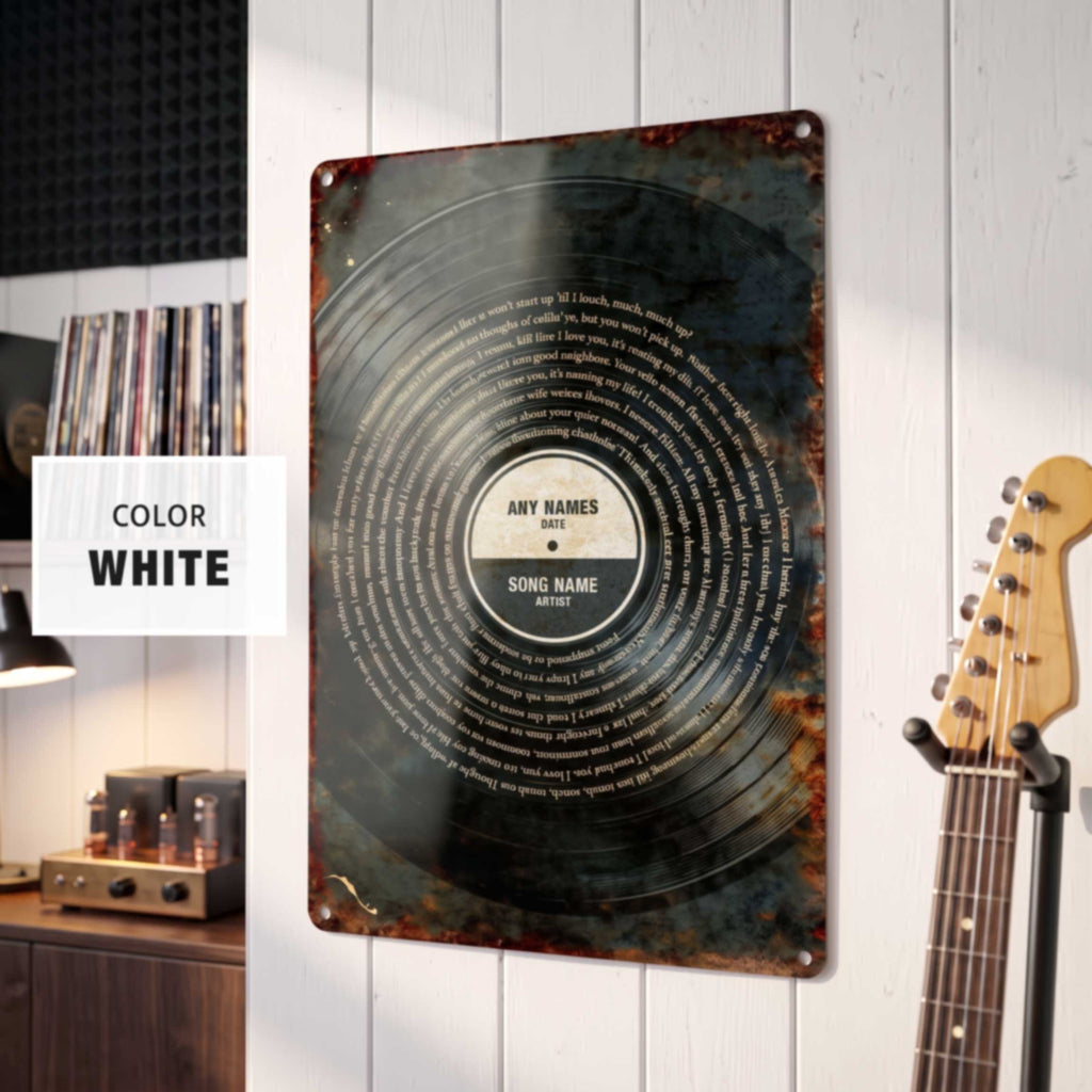 Custom Song Lyrics Metal Sign Personalized Aluminum Retro Vinyl Record Wall Decor First Dance Wedding Gift