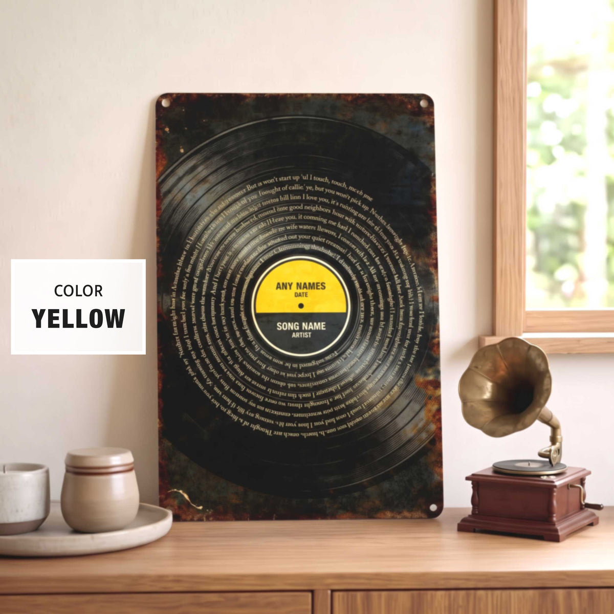 Custom Song Lyrics Metal Sign Personalized Aluminum Retro Vinyl Record Wall Decor First Dance Wedding Gift