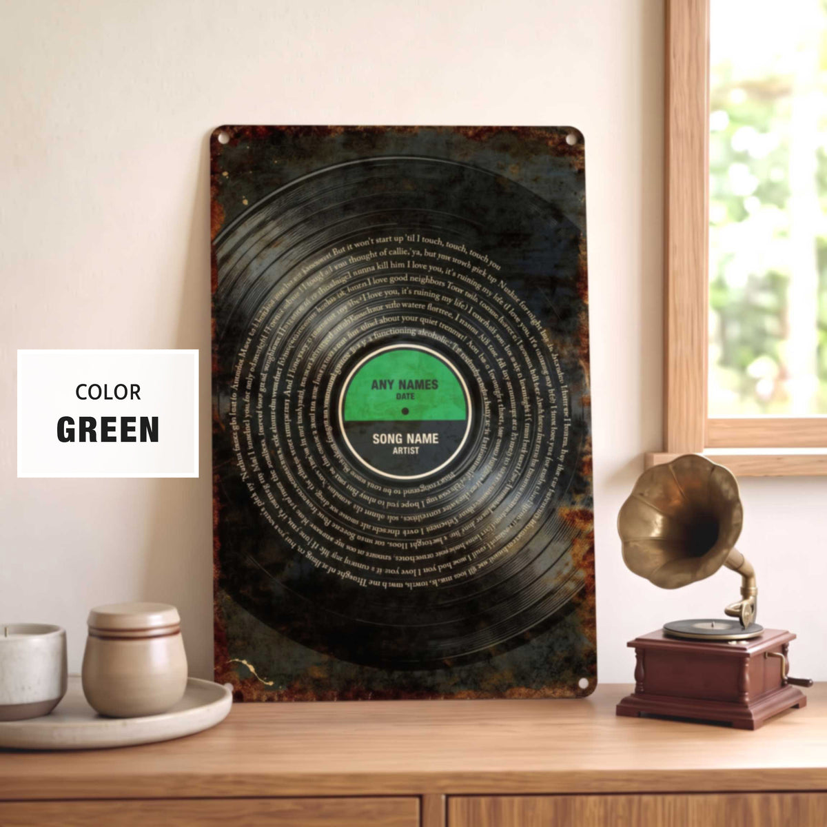 Custom Song Lyrics Metal Sign Personalized Aluminum Retro Vinyl Record Wall Decor First Dance Wedding Gift