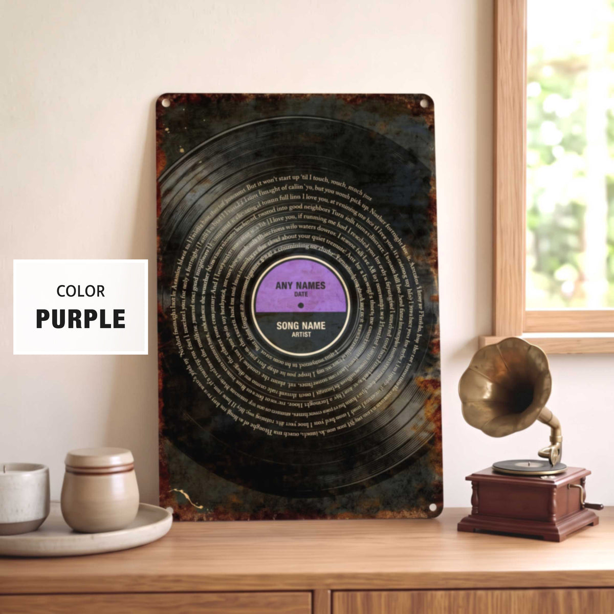 Custom Song Lyrics Metal Sign Personalized Aluminum Retro Vinyl Record Wall Decor First Dance Wedding Gift