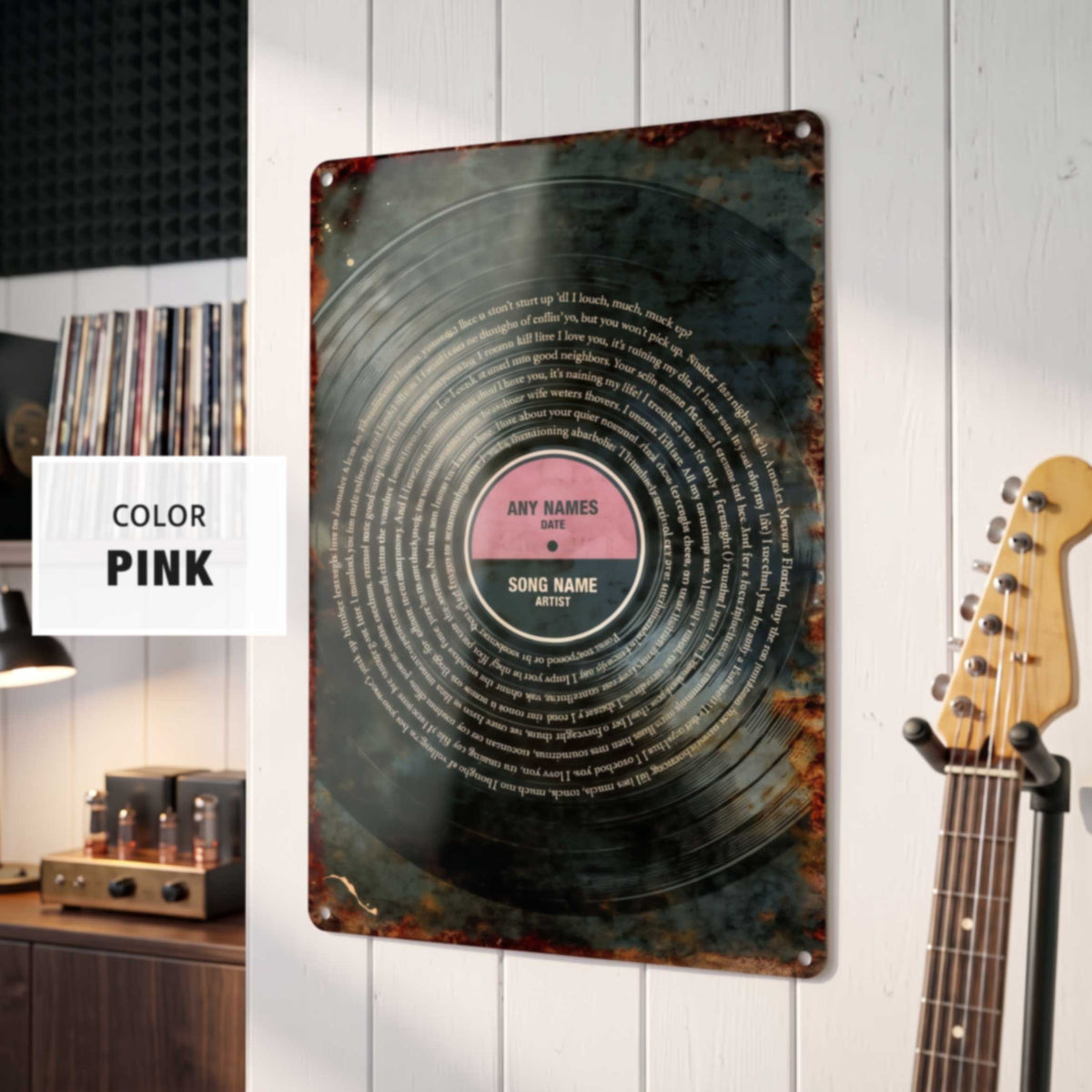 Custom Song Lyrics Metal Sign Personalized Aluminum Retro Vinyl Record Wall Decor First Dance Wedding Gift