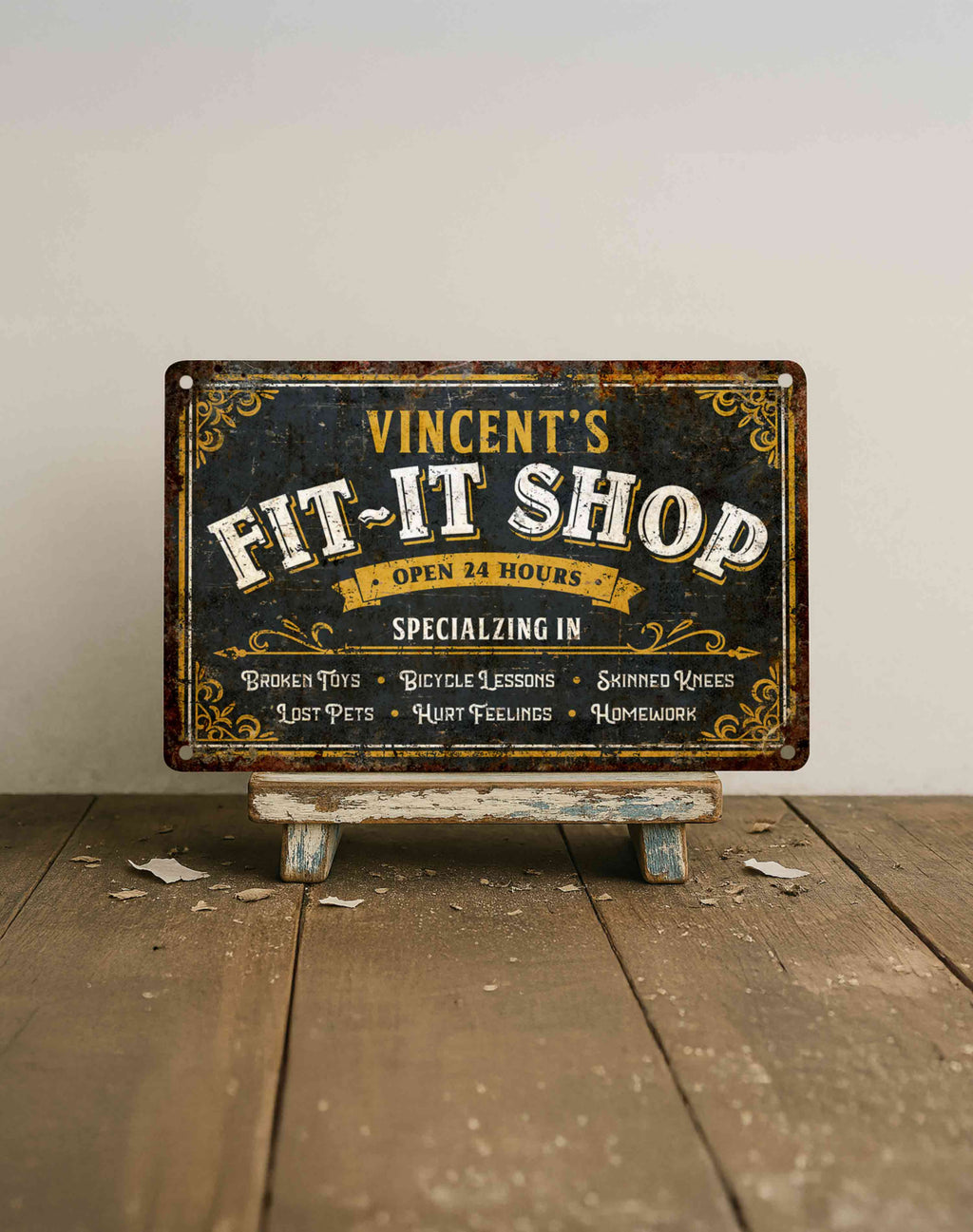 Custom Fix-It Shop Metal Sign – Personalized Garage Plaque