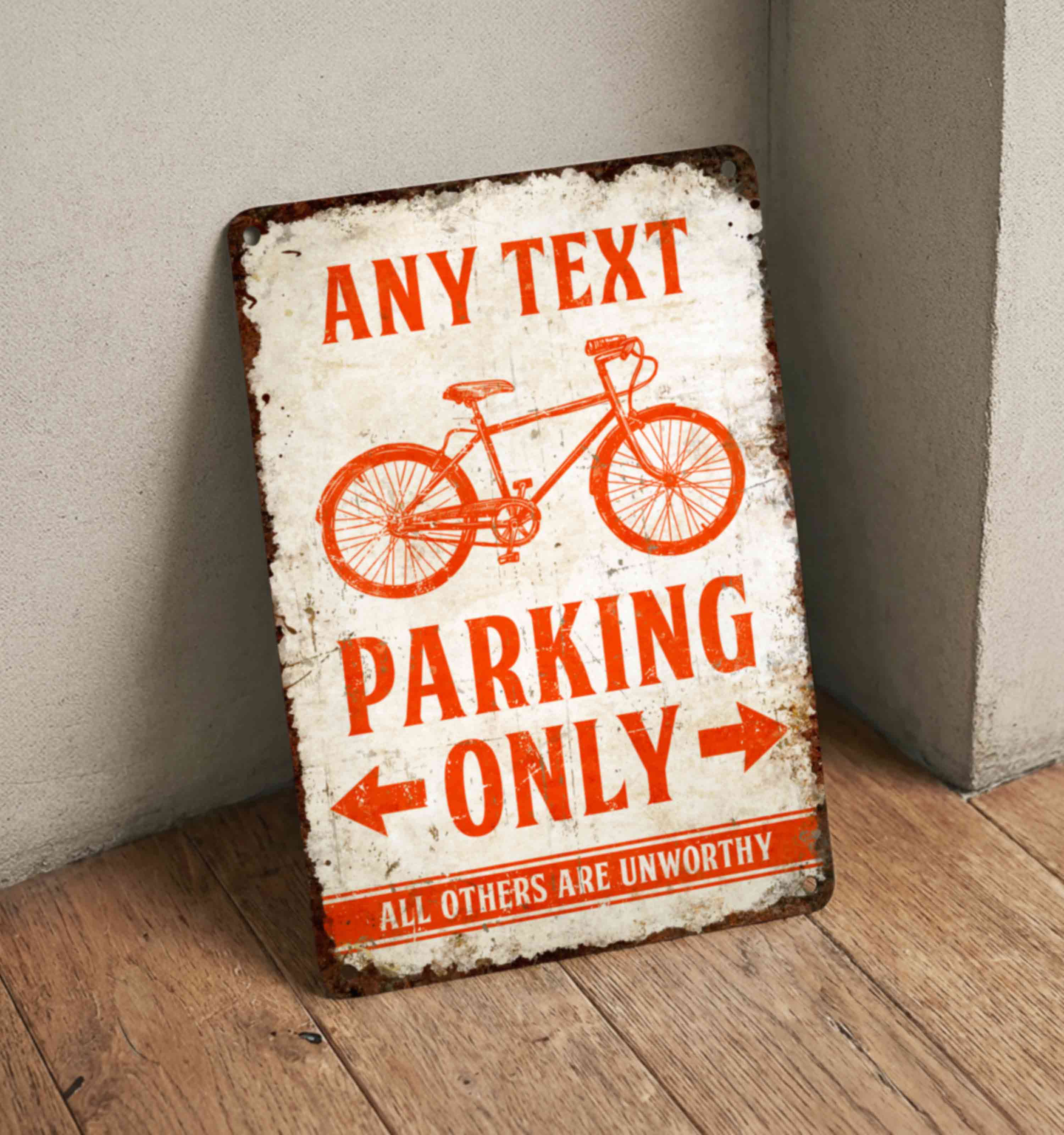 Personalized Bicycle Parking Metal Sign – Vintage Cycling Décor