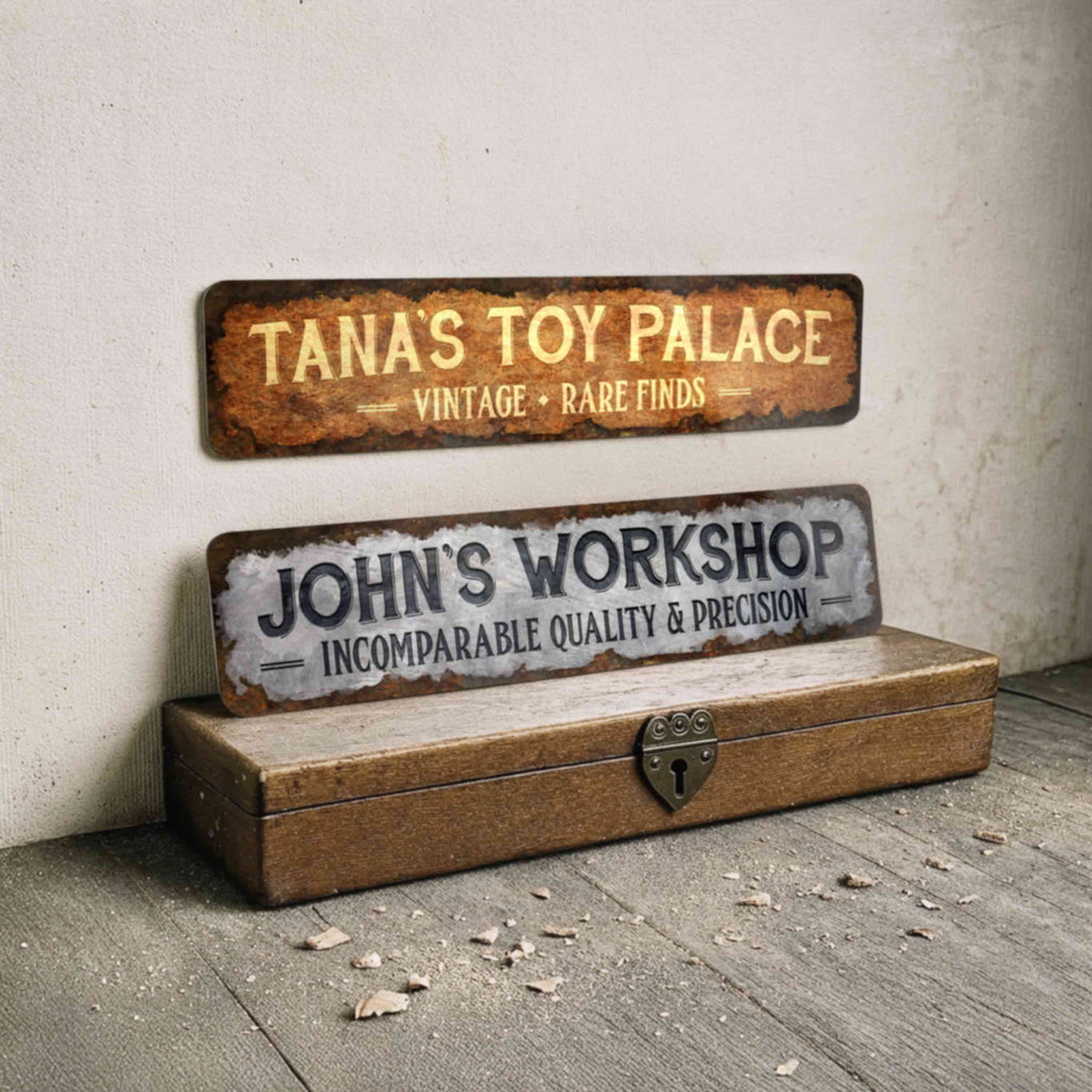 Personalized Rustic Metal Garage Sign – Vintage Style