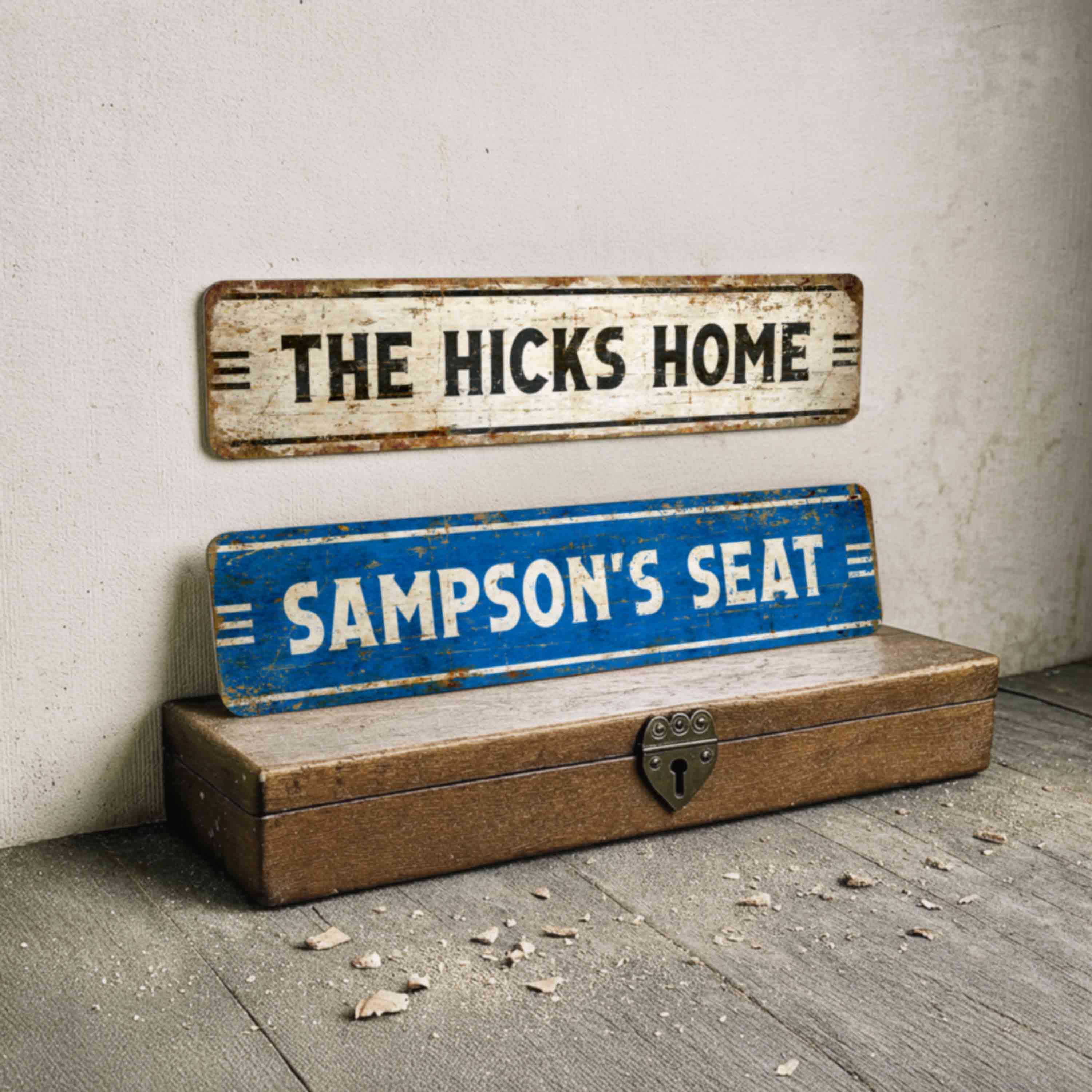 Custom Metal Text Sign – Personalized Rustic Plaque
