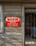 Personalized Warning Metal Sign – Custom Porch Wall Decor Outdoor Plaque