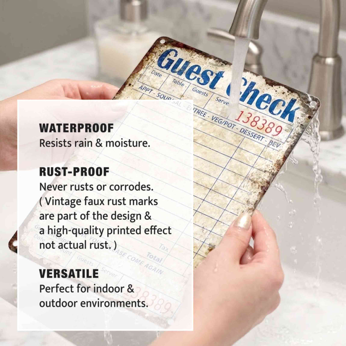 Retro Guest Check Sign Metal Writing Board, Funny Home Kitchen Wall Decor Gifts