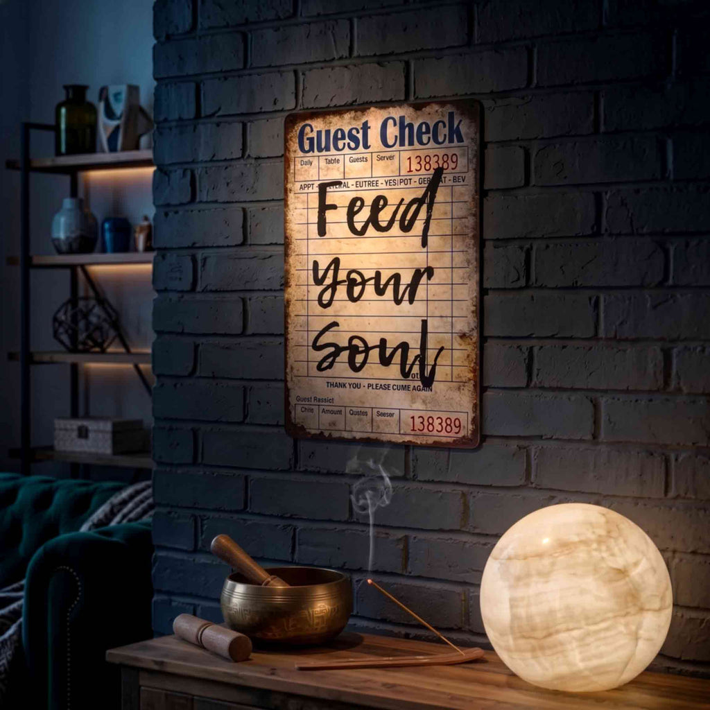 Retro Guest Check Sign Metal Writing Board, Funny Home Kitchen Wall Decor Gifts