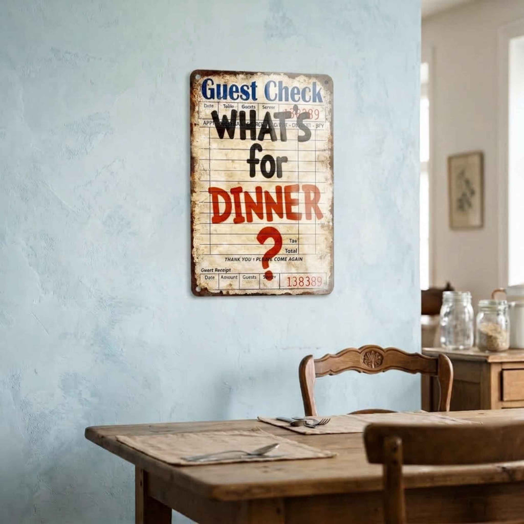 Retro Guest Check Sign Metal Writing Board, Funny Home Kitchen Wall Decor Gifts