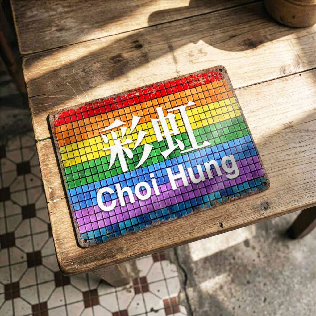 Custom Hong Kong Railway Station Sign – Personalized Metal Plaque for Home, Garden, Cave Décor