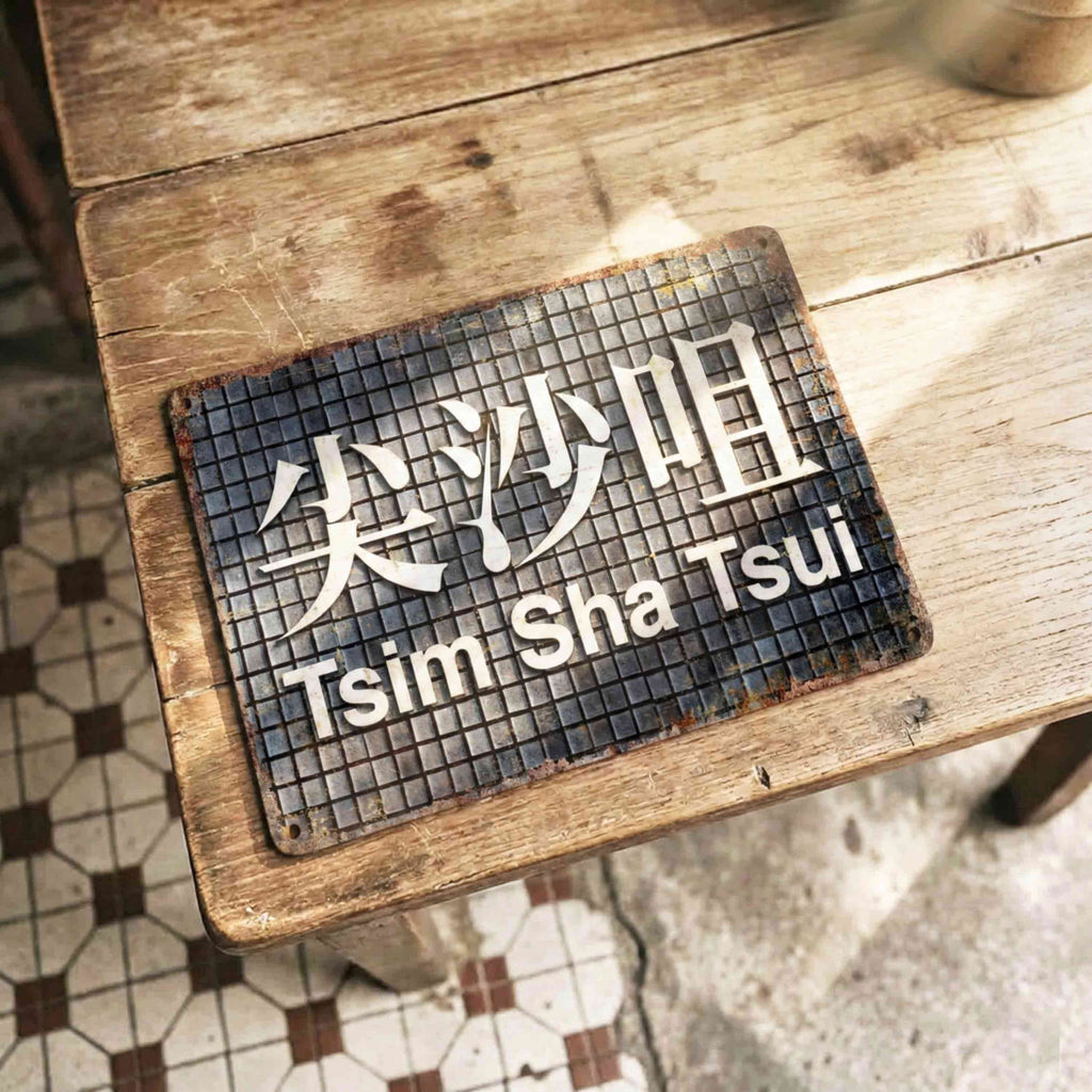 Custom Hong Kong Railway Station Sign – Personalized Metal Plaque for Home, Garden, Cave Décor