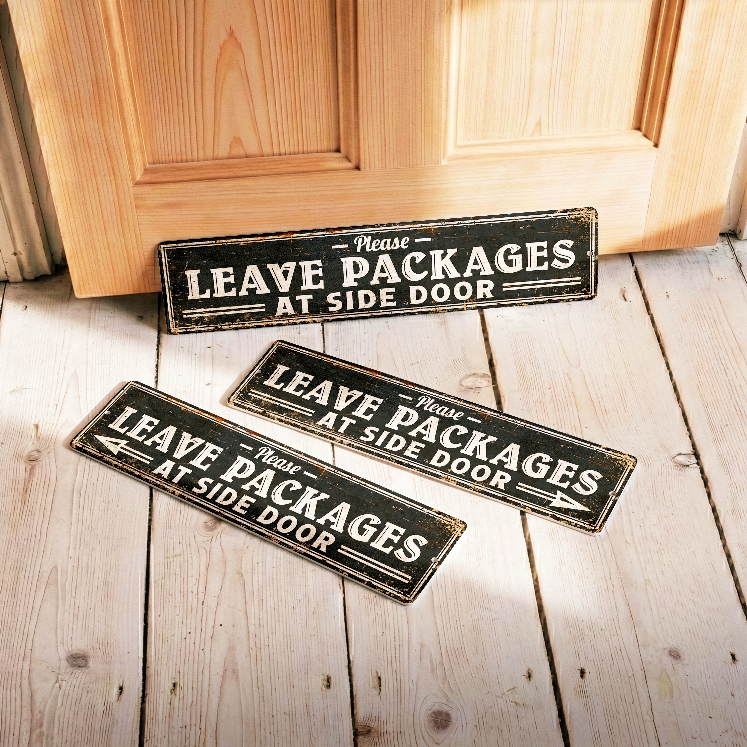 Please Leave Packages at Side Door – Custom Metal Sign