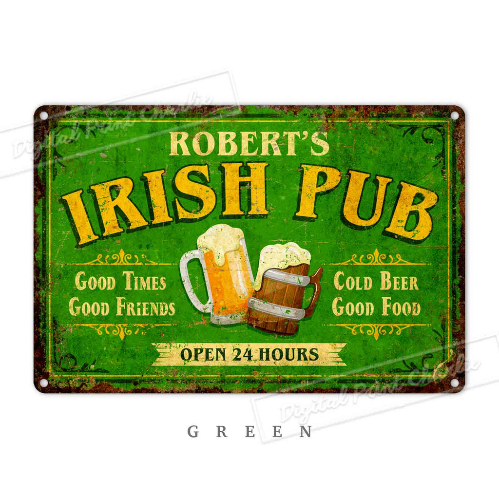 Personalized Irish Pub Metal Sign – Rustic Custom Bar Wall Décor