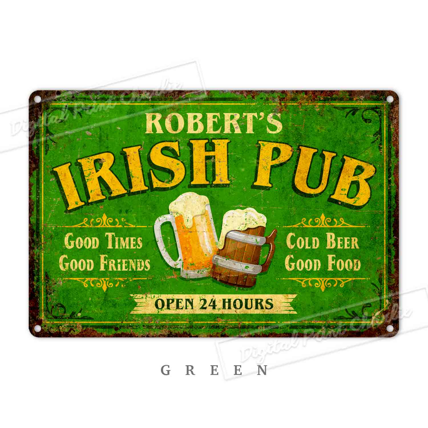 Personalized Irish Pub Metal Sign – Rustic Custom Bar Wall Décor
