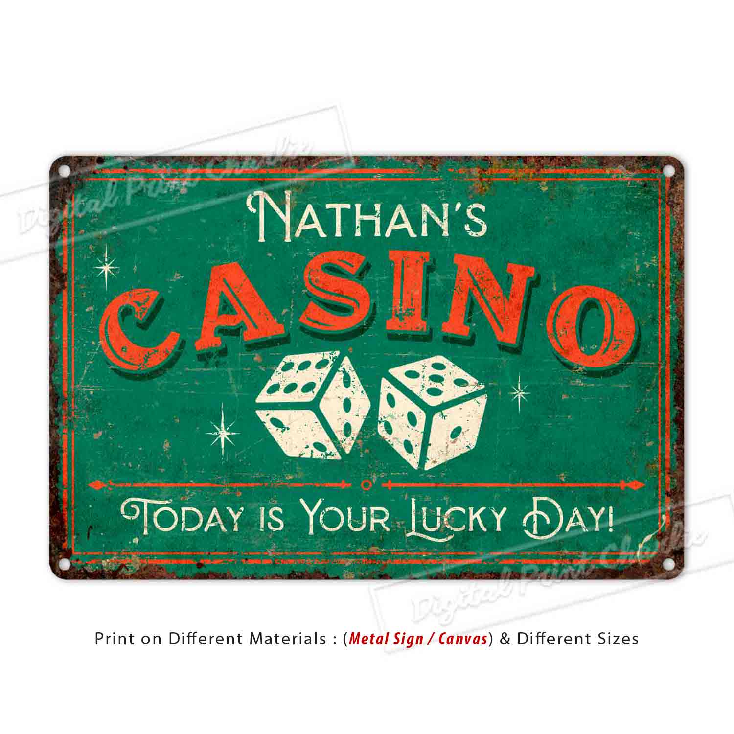 Custom Poker Room Aluminum Sign – Rustic Style